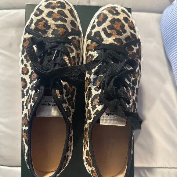 EUC - Women's Kate Spade Leopard Print Sneakers - Size 9B - Picture 3 of 4
